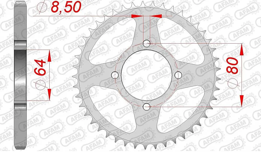 afam_kettenrad_hinten_12200 AFAM Kettensatz Stahl 428 XMR-G 14x45 - Yamaha YBR 125 ED 2005-06