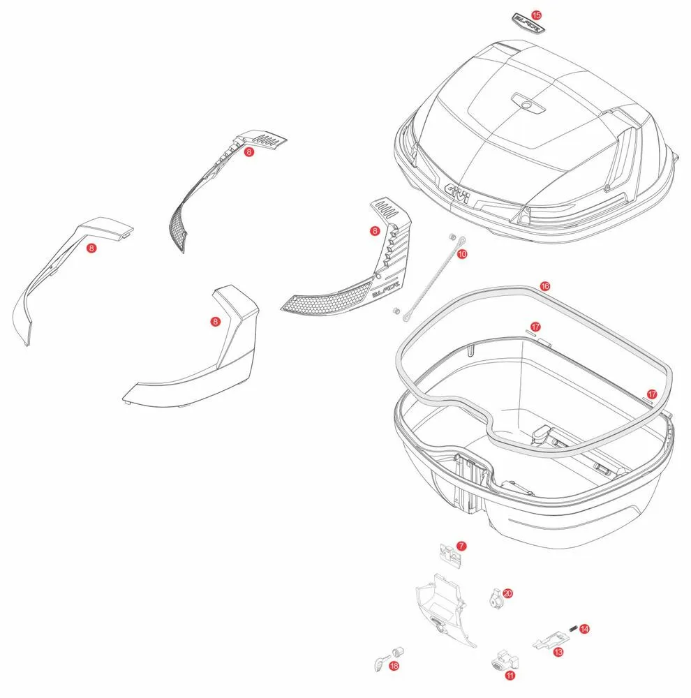 GIVI-B47-Blade-Topcase-Teilekatalog GIVI B47 Blade