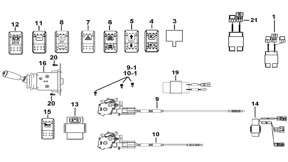 Bedienschalter, Kombischalter & Stellmotor Bremse Bedienschalter, Kombischalter & Stellmotor Bremse