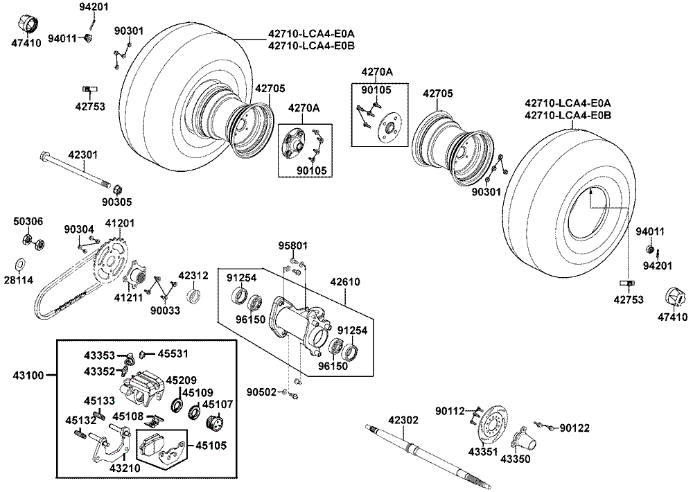 Räder hinten, Antrieb mit Bremse Räder hinten, Antrieb mit Bremse