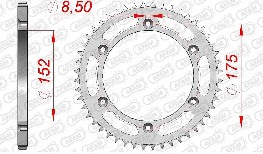 afam_kettenrad_hinten_12508 AFAM Kettensatz Stahl 520 MR1-G 14x50 - Yamaha YZ 250 1998 (K)