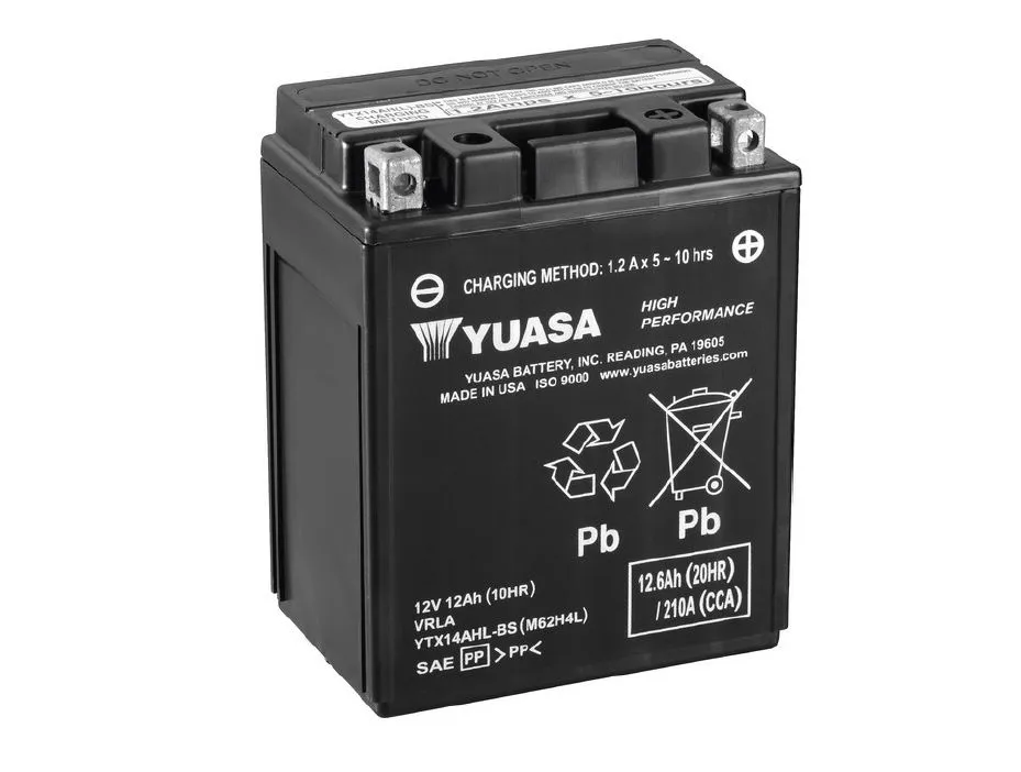 Yuasa-YTX14AHL Yuasa YTX14AHL-BS AGM Batterie 12V 12AH - Einbaufertig (YB14L-A2, 12N14-3A)