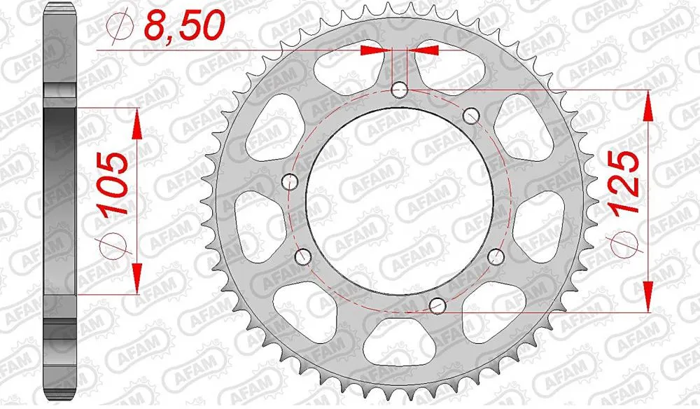 afam_kettenrad_hinten_47200 AFAM Kettensatz Stahl 428 R1-G 14x50 - Yamaha XT 125 R 2005-11