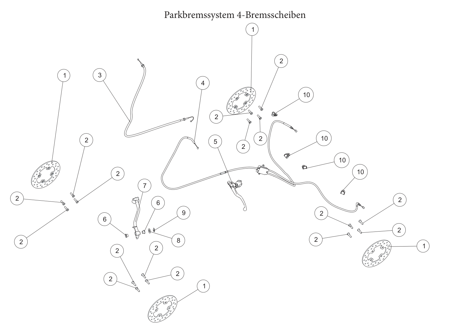 Parkbremssystem 4-Bremsscheiben Parkbremssystem 4-Bremsscheiben