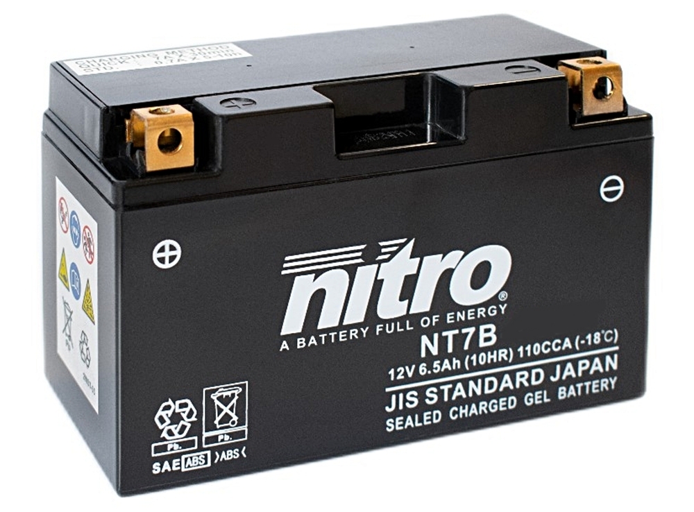 Nitro NT7B-BS AGM Batterie 12V 6,5AH - Einbaufertig (YT7B-4 YT7B-BS) Nitro NT7B-BS AGM Batterie 12V 6,5AH - Einbaufertig (YT7B-4 YT7B-BS)