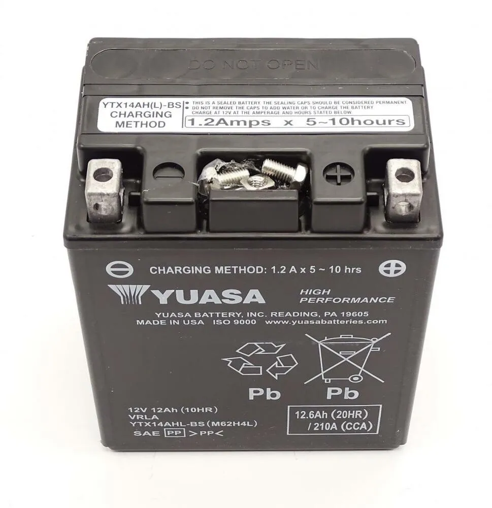 Yuasa YTX14AHL-BS AGM Batterie 12V 12AH - Einbaufertig (YB14L-A2, 12N14-3A)