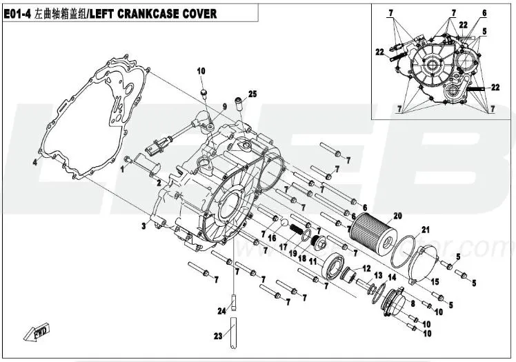 Motorgehäuse links - Ölfilter Motorgehäuse links - Ölfilter