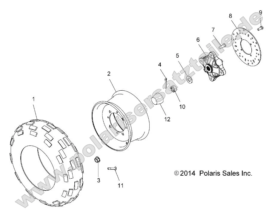 Wheels, Front Tire and Brake Disc (49ATVWHEELFRT14SP325)