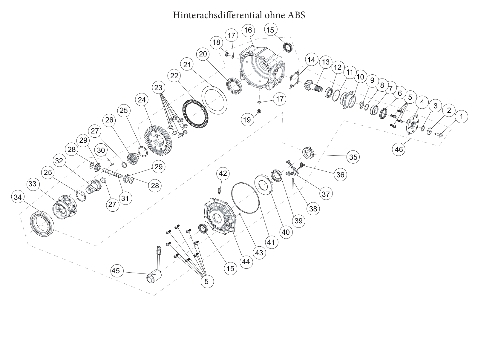 Hinterachsdifferential ohne ABS