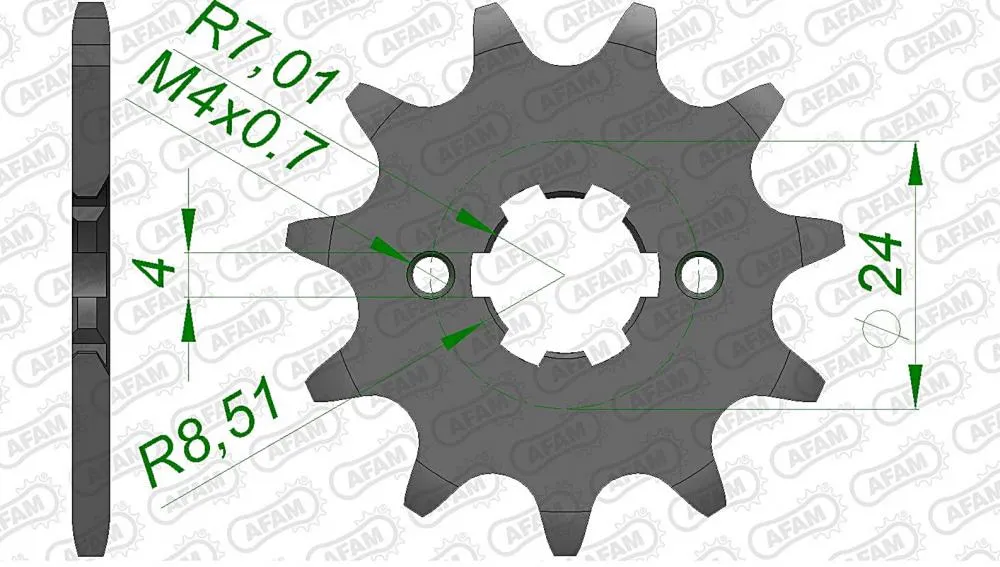 afam_ritzel_vorne_49102 AFAM Kettensatz Stahl 420R1-G 11x53 - Aprilia RX 50 2006-17