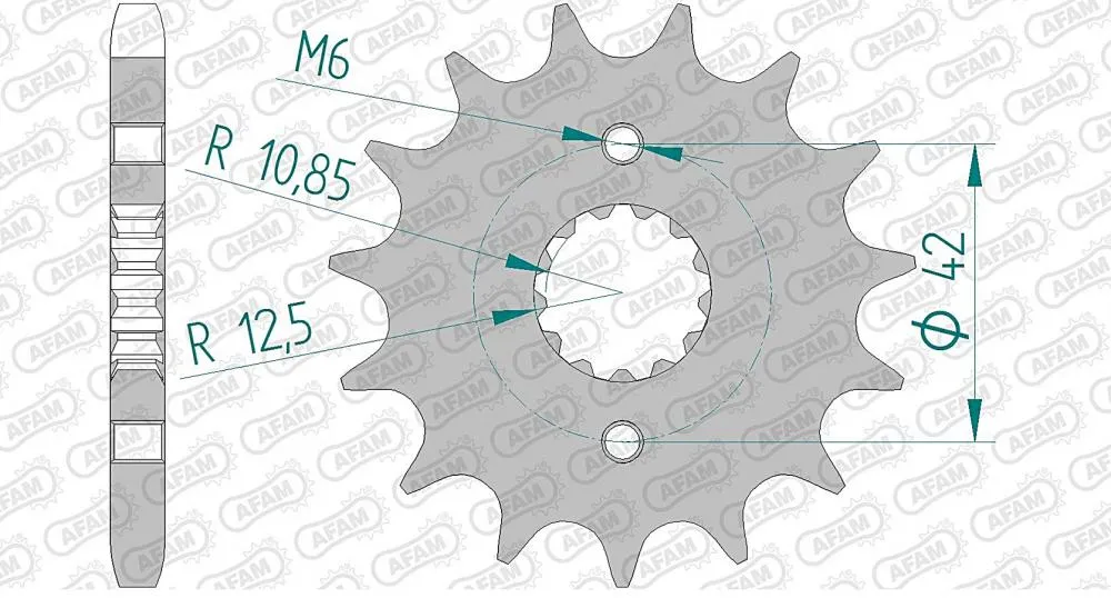 afam_ritzel_vorne_24500 AFAM Kettensatz Stahl 530 XRR2 15x39 - Kawasaki GPX 600R 1988-97
