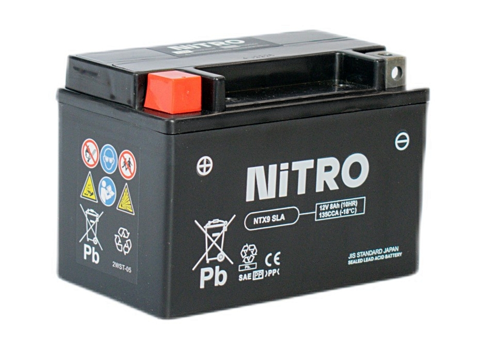 Nitro NTX9 SLA GEL AGM Batterie 12V 8AH - Einbaufertig (YTX9-BS FTX9-BS) Nitro NTX9 SLA GEL AGM Batterie 12V 8AH - Einbaufertig (YTX9-BS FTX9-BS)