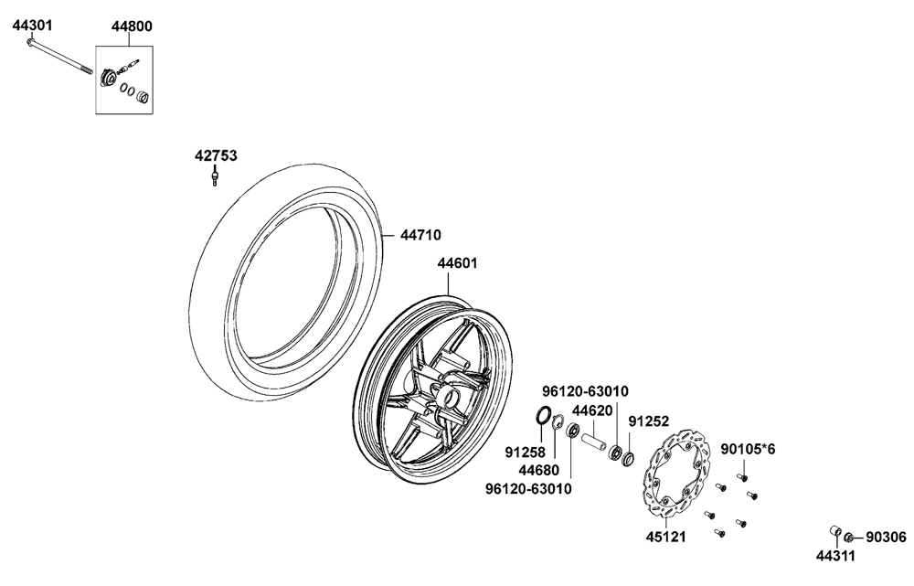 Vorderrad mit Bremsscheibe Vorderrad mit Bremsscheibe