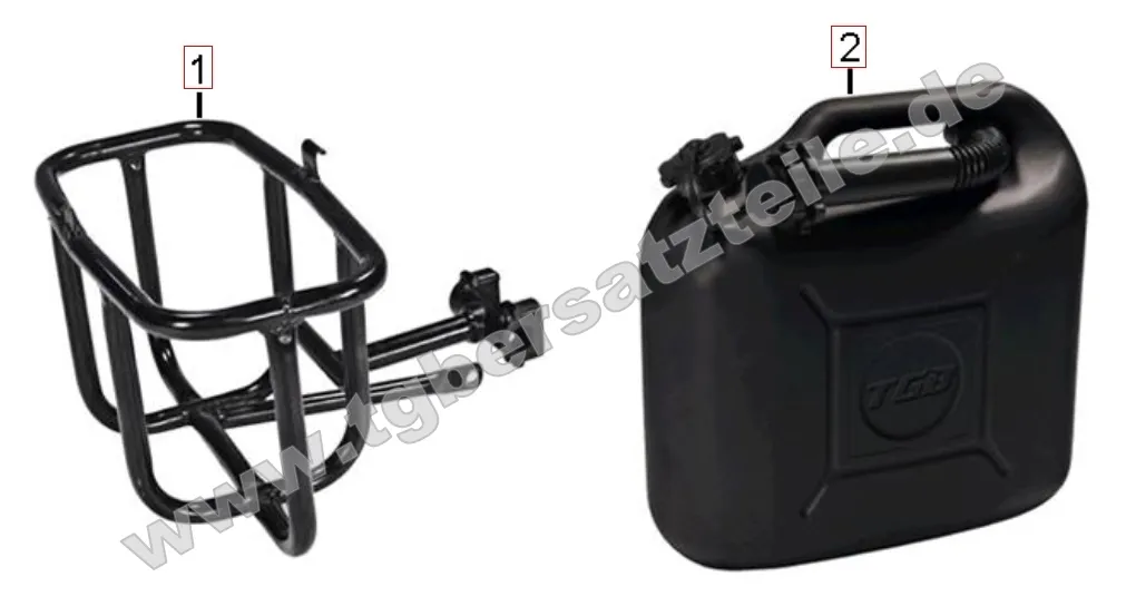 Benzinkanister und Halter Benzinkanister und Halter