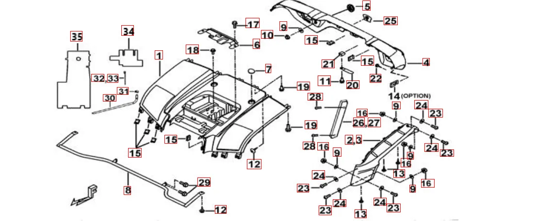 Heckverkleidung racing-blau-matt-orange