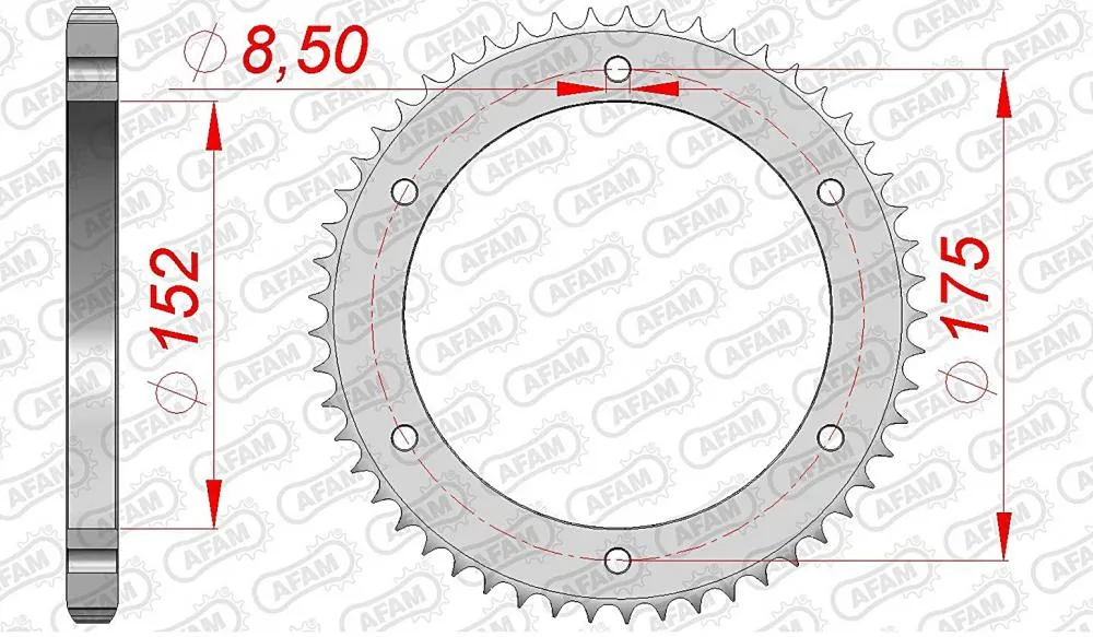afam_kettenrad_hinten_12207 AFAM Kettensatz Stahl 428 XMR-G 14x53 - Yamaha WR 125 R 2009-16