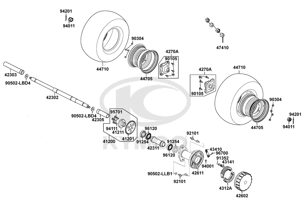 Räder hinten, Antrieb mit Bremse Räder hinten, Antrieb mit Bremse