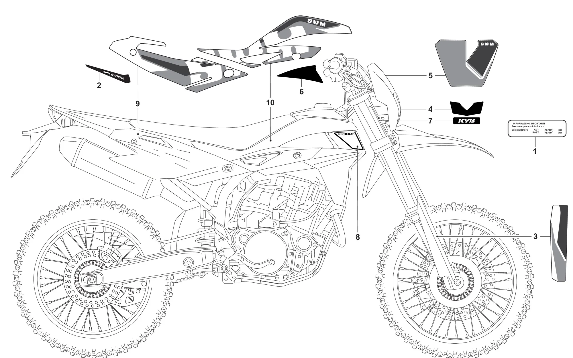 Aufkleber 300 für rotes Motorrad Aufkleber 300 für rotes Motorrad