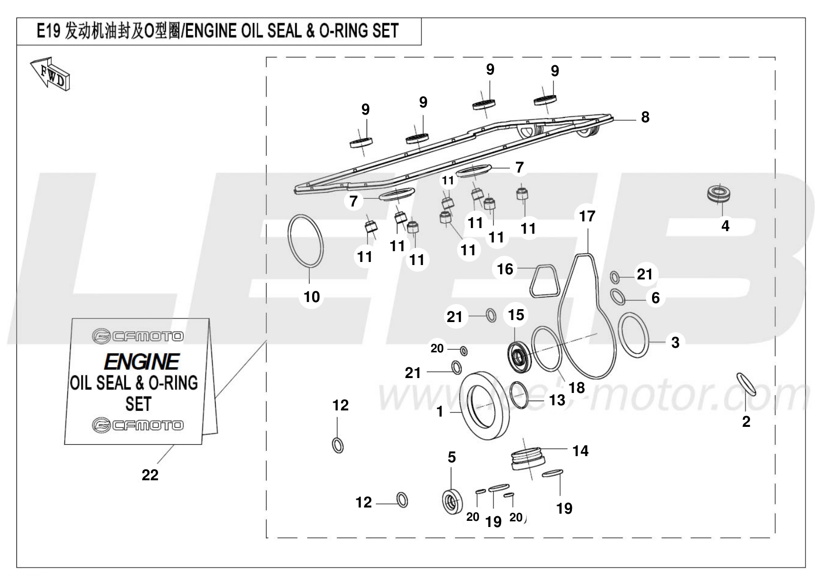 25-CF700-9AH-E19 ENGINE OIL SEAL & O-RING SET 25-CF700-9AH-E19 ENGINE OIL SEAL & O-RING SET