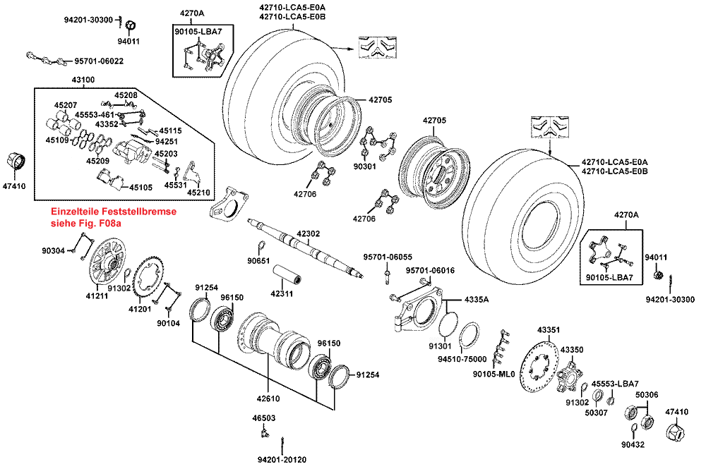 Räder hinten, Antrieb mit Bremse