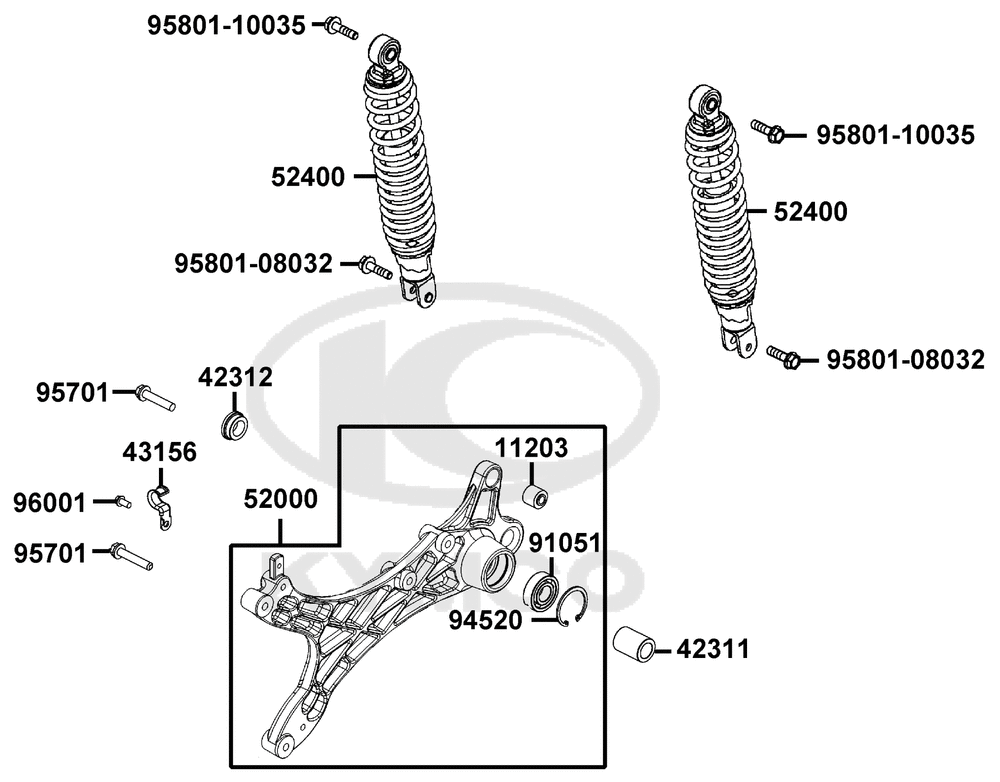 Federbein & Schwingarm hinten Federbein & Schwingarm hinten