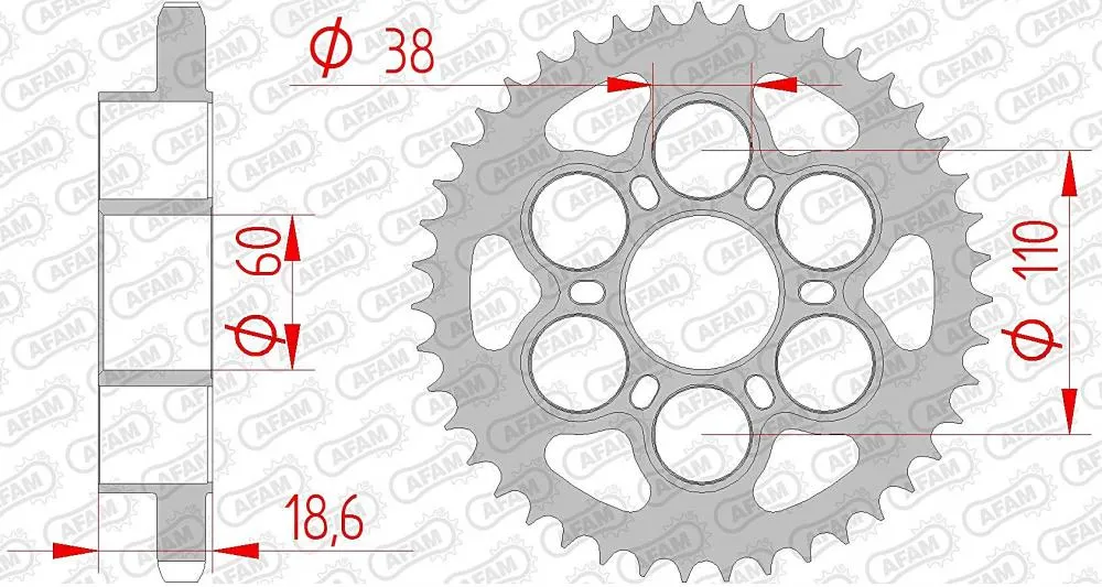 afam_kettenrad_hinten_50801 AFAM Kettensatz Stahl 525 XHR3-G 15x38 - Ducati 1098 2007-08