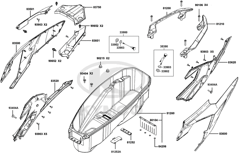 Verkleidung hinten, Helmfach & Gepäckträger Verkleidung hinten, Helmfach & Gepäckträger