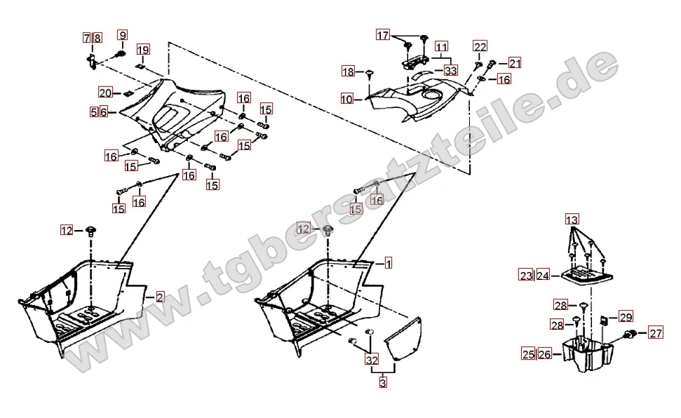 Fußstützen und Tankabdeckung Fußstützen und Tankabdeckung