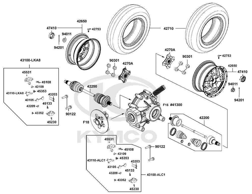 Räder hinten mit Bremse & Antriebswelle Räder hinten mit Bremse & Antriebswelle