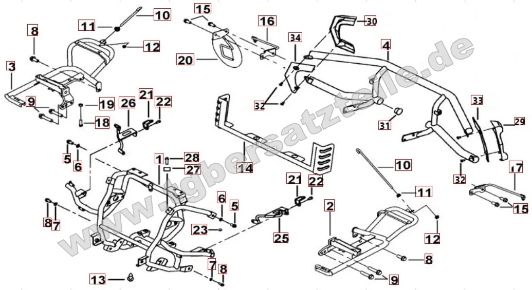 Sturzbügel vorne und hinten - Fußstützen Sturzbügel vorne und hinten - Fußstützen