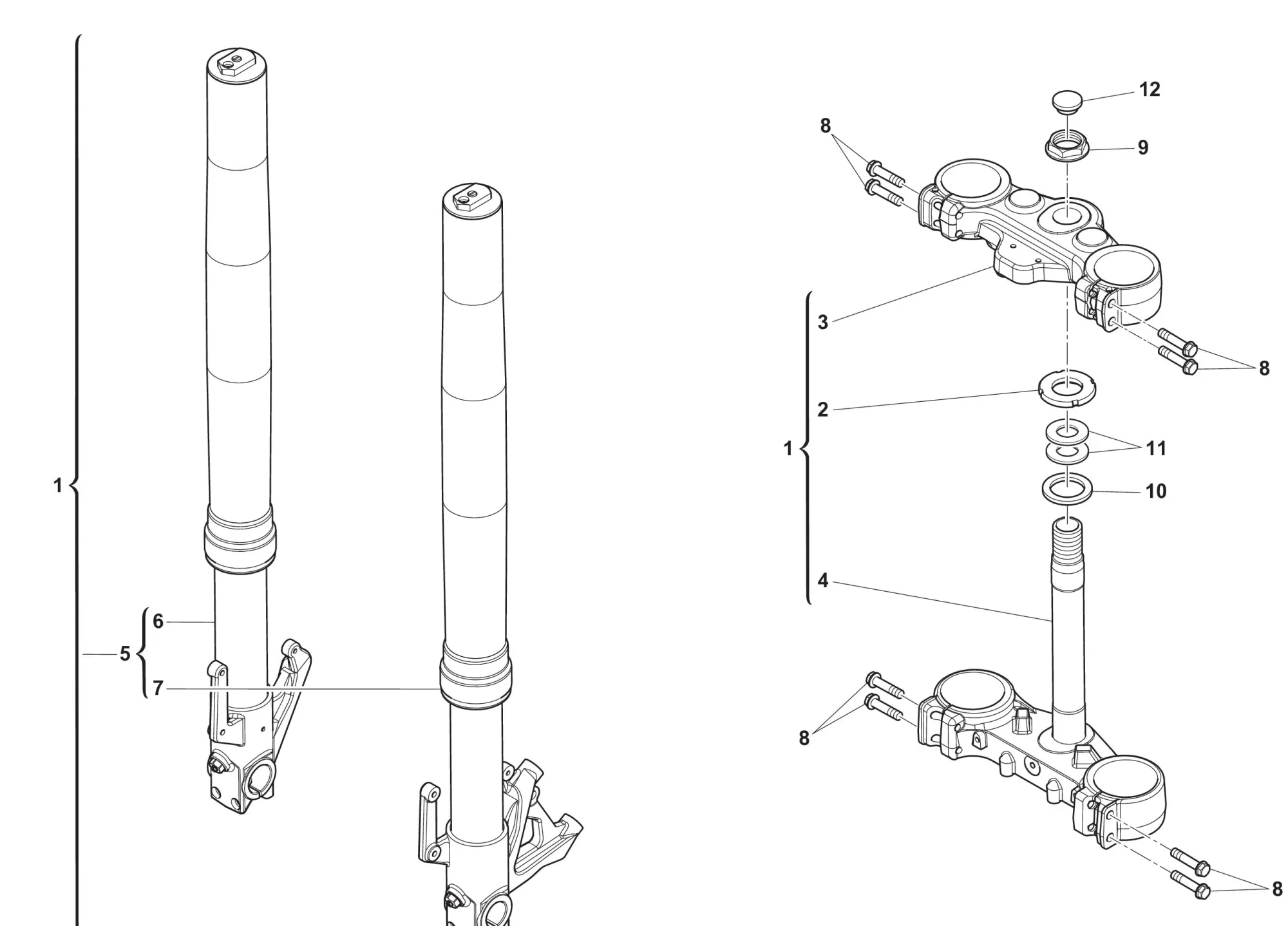 Gabel vorne / Gabelbrücke Gabel vorne / Gabelbrücke
