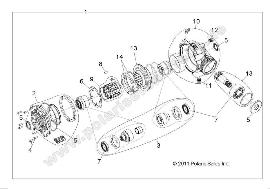 DRIVE TRAIN, FRONT GEARCASE INTERNALS 1332842 DRIVE TRAIN, FRONT GEARCASE INTERNALS 1332842