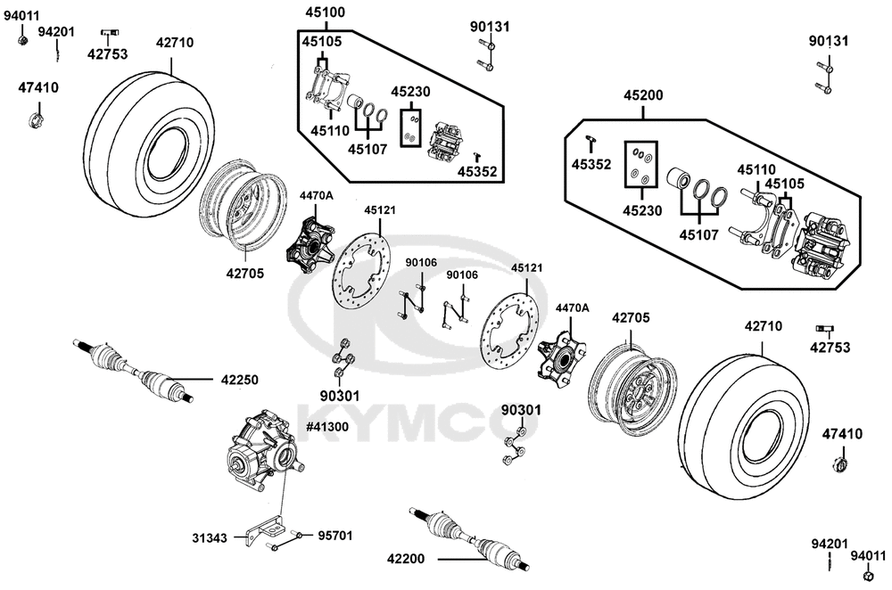 Räder hinten mit Bremse & Antriebswelle Räder hinten mit Bremse & Antriebswelle