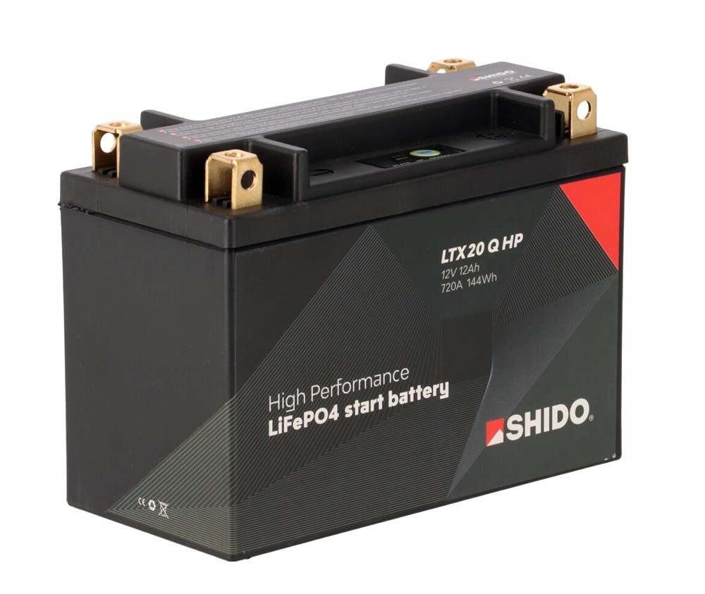 Shido LTX20 Q HP Lithium Ionen Batterie 12V LiFePO4 (YTX20-BS YTX20HL-BS) Shido LTX20 Q HP Lithium Ion 4 Anschlüsse Batterie 12V 144 Wh