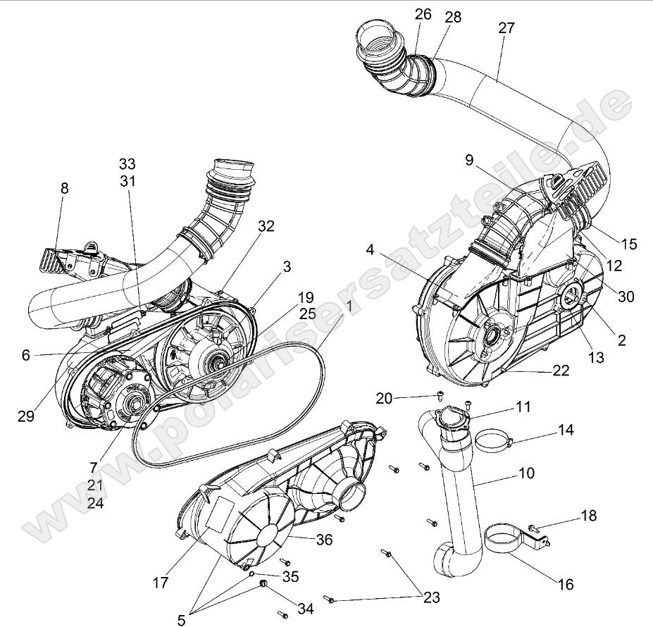 DRIVE TRAIN, CLUTCH COVER AND DUCTING DRIVE TRAIN, CLUTCH COVER AND DUCTING
