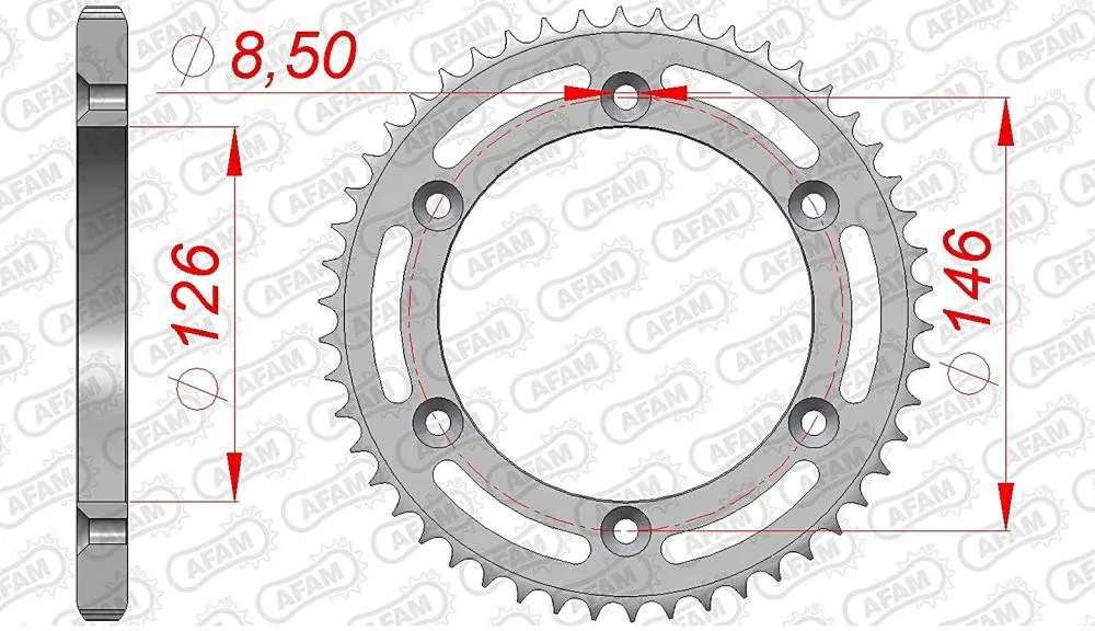 afam_kettenrad_hinten_14207 AFAM Kettensatz Stahl 428 R1-G 15x50 - Suzuki TS 125 R 1990-96