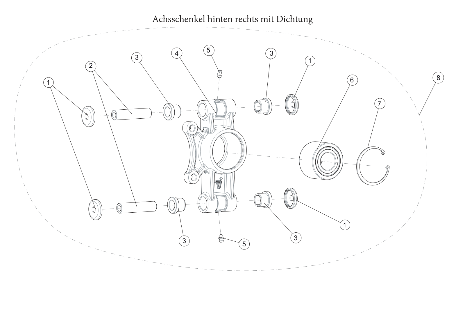 Achsschenkel hinten rechts mit Dichtung