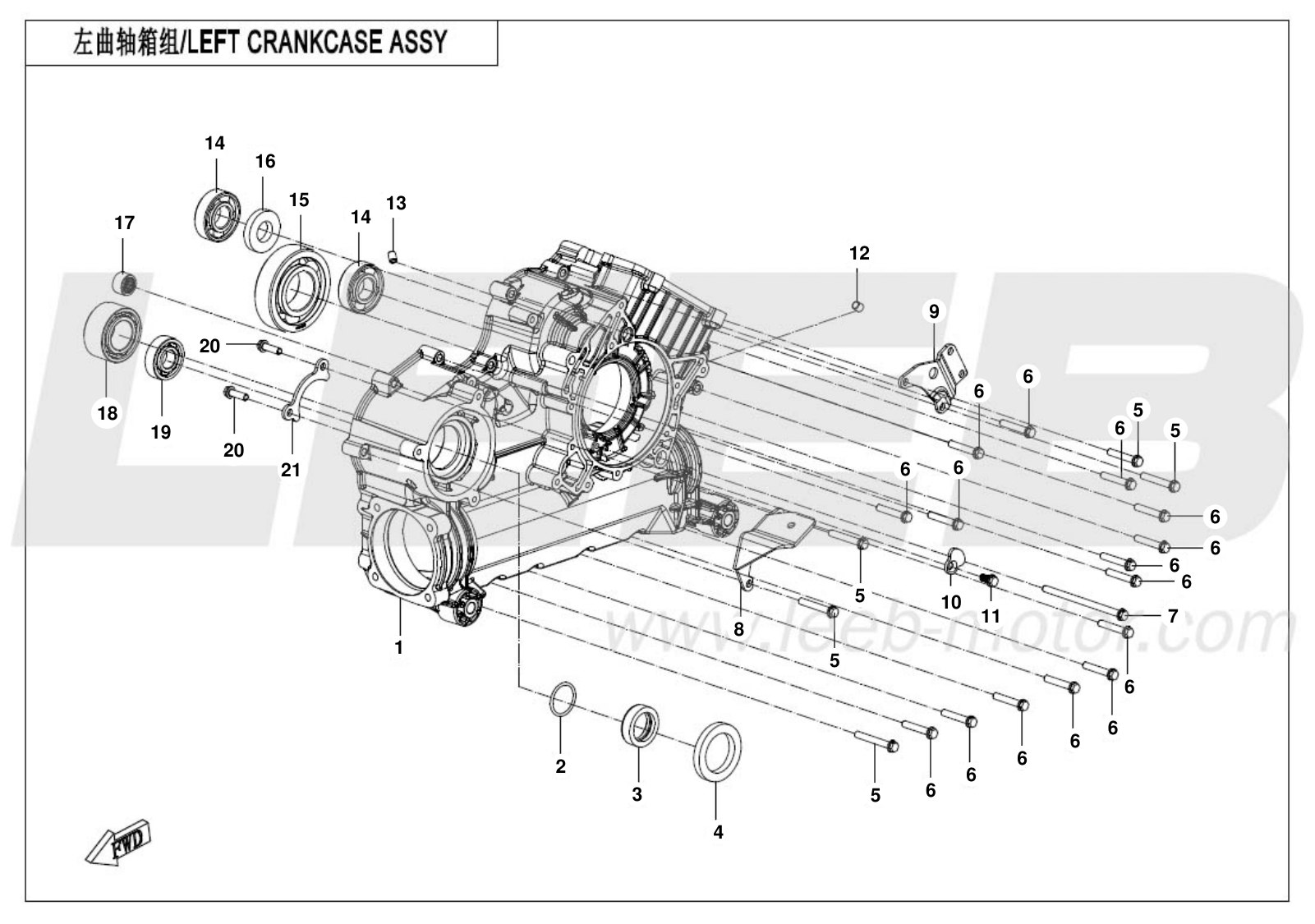 E01-1 LEFT CRANKCASE ASSY