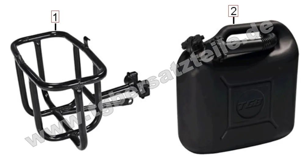 Benzinkanister und Halter Benzinkanister und Halter