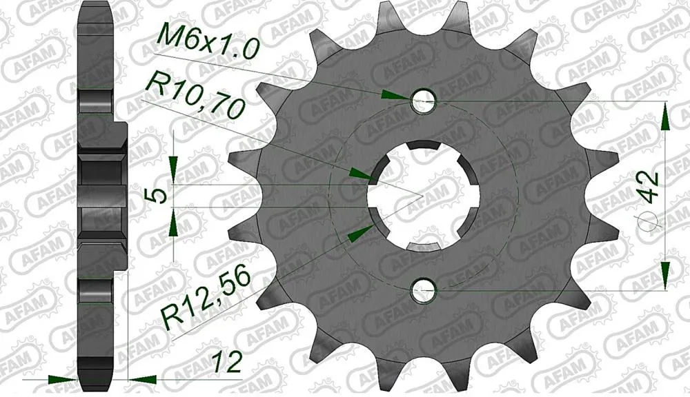 Afam_Ritzel_Vorne_21501 AFAM Kettensatz Stahl 530 XMR2 16x44 - Yamaha XJ 600 / YX 600 Radian 1984-91