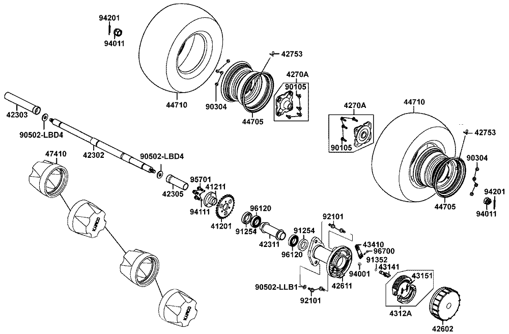Räder hinten, Antrieb mit Bremse Räder hinten, Antrieb mit Bremse