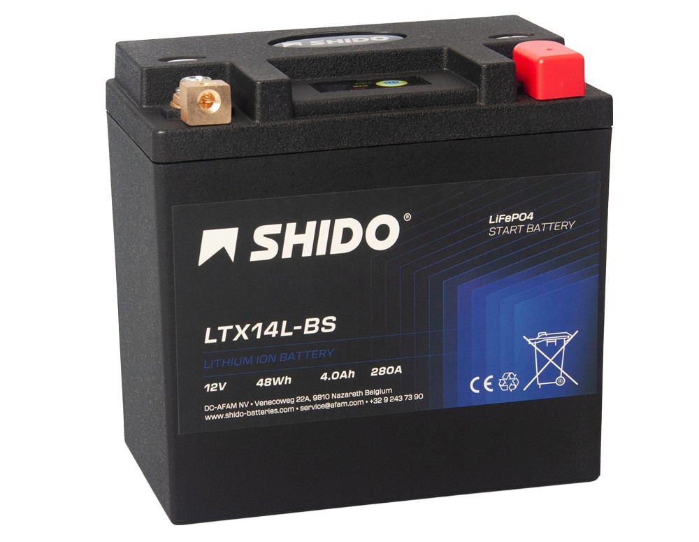 Shido LTX14L-BS Lithium Ion Batterie 12V 48 Wh