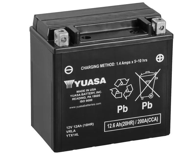 Yuasa YTX14H AGM Batterie 12V 12AH WC - Einbaufertig (YTX14H-BS NTX14H-BS HVT08) Yuasa YTX14H AGM Batterie High Performance 12V 12 AH (WC) ab Werk gefüllt
