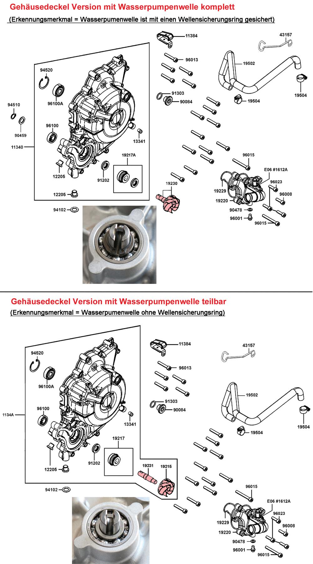 Gehäusedeckel links & Wasserpumpe