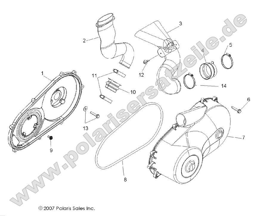 drive train clutch cover and ducting