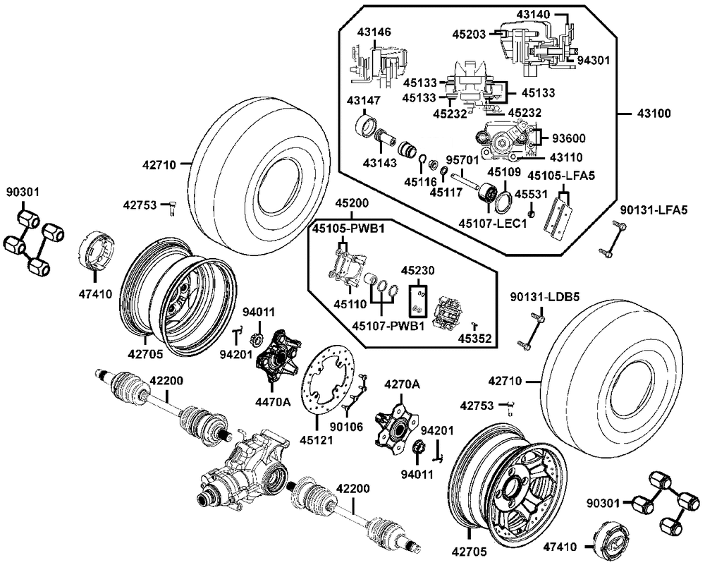 Räder hinten mit Bremse