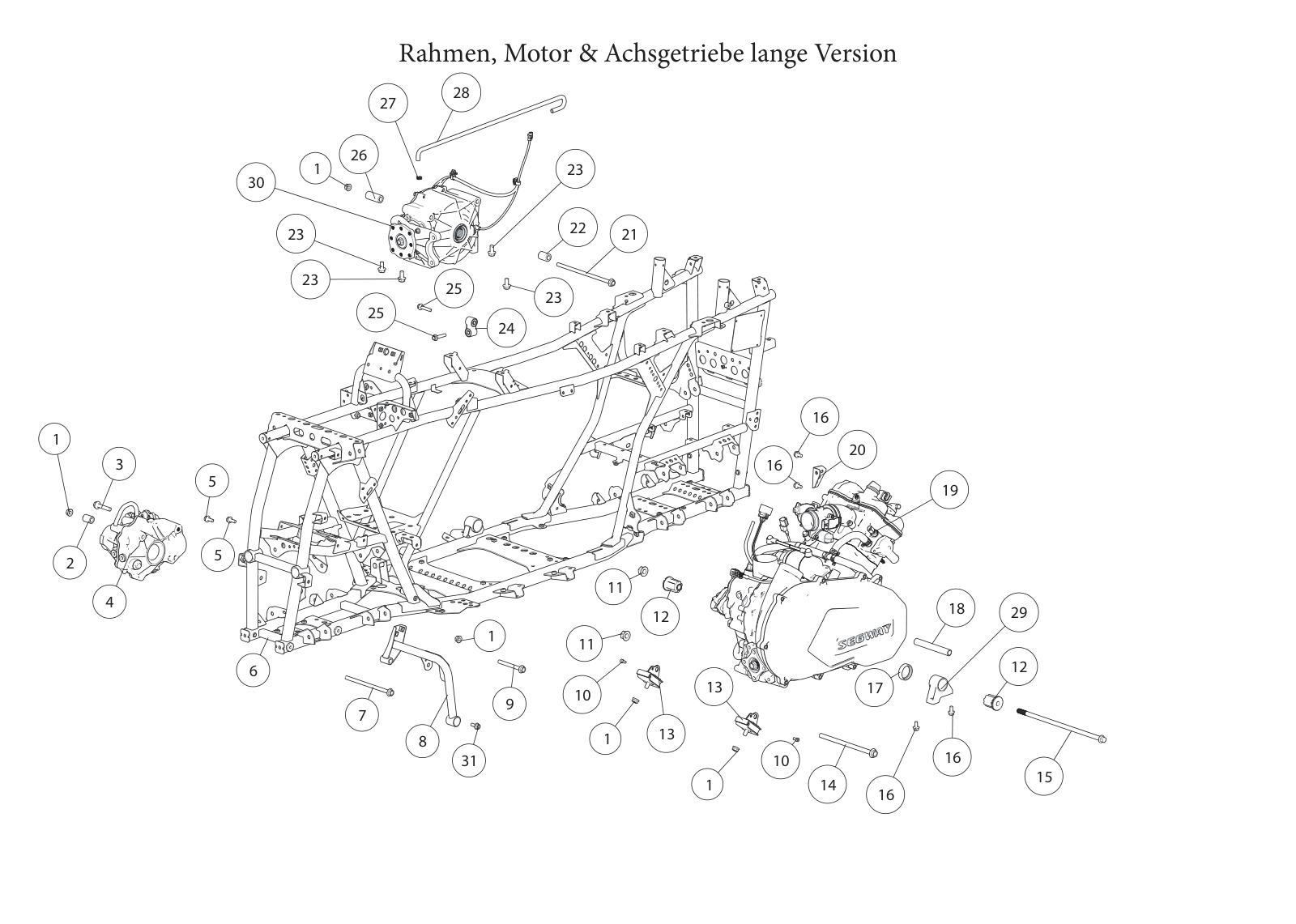 Rahmen, Motor & Achsgetriebe lange Version