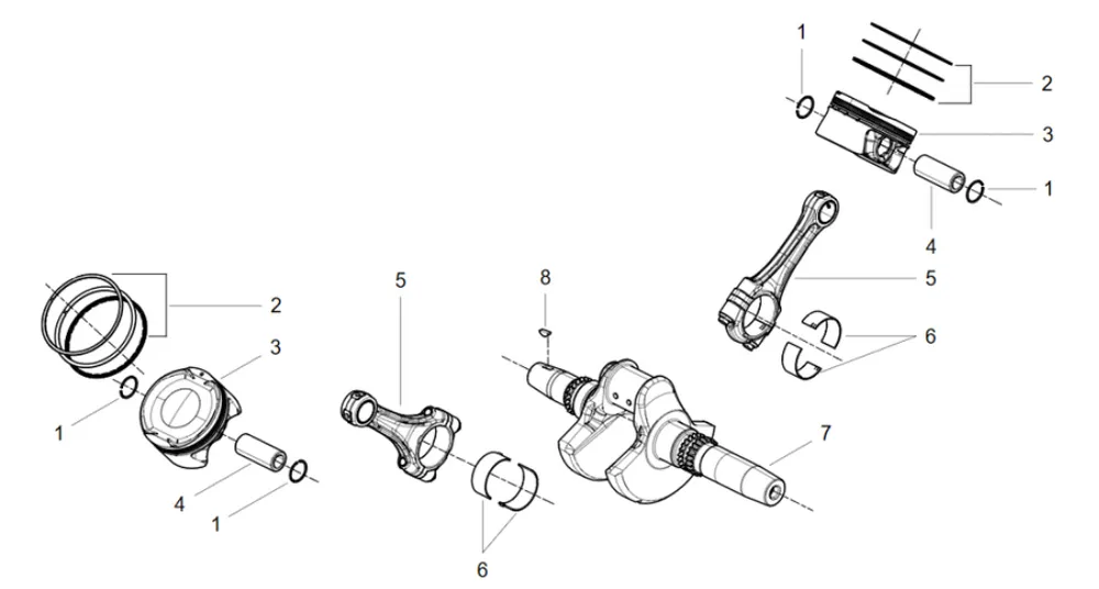 Kolben, Kurbelwelle, Pleul Kolben, Kurbelwelle, Pleul