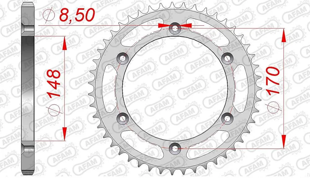 afam_kettenrad_hinten_14603 AFAM Kettensatz Stahl 525 XRR 15x47 - Suzuki DR 800 Big 1994-96