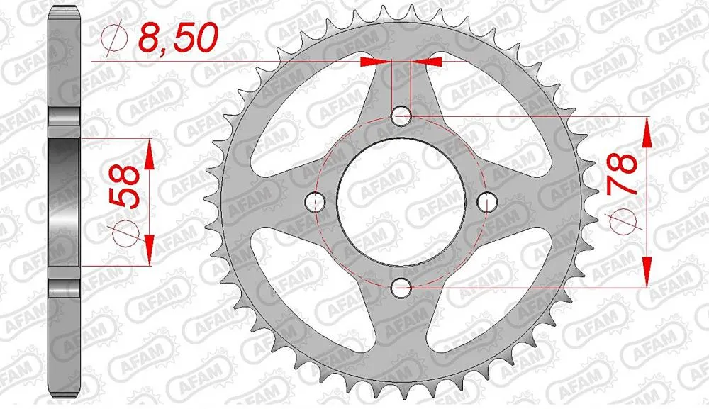 afam_kettenrad_hinten_14201 AFAM Kettensatz Stahl 428 R1-G 14x41 - Suzuki GN 125 1997-01